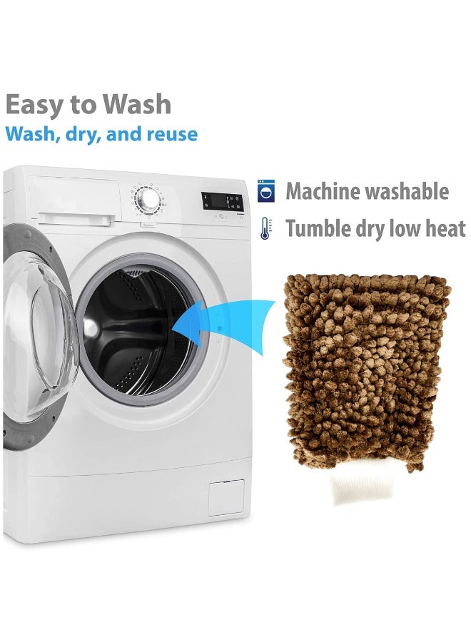 Agc Microfiber Chenille Car Wash Mitt Double Sided Ultra Absorbent Scratch Free Cleaning Glove Machine Washable Reusable Auto Washing Mitt for Car Bike SUV Truck Boat Home Kitchen Glass Paint Wheels Interior Exterior Detailing Dusting Cleaning - Image 3